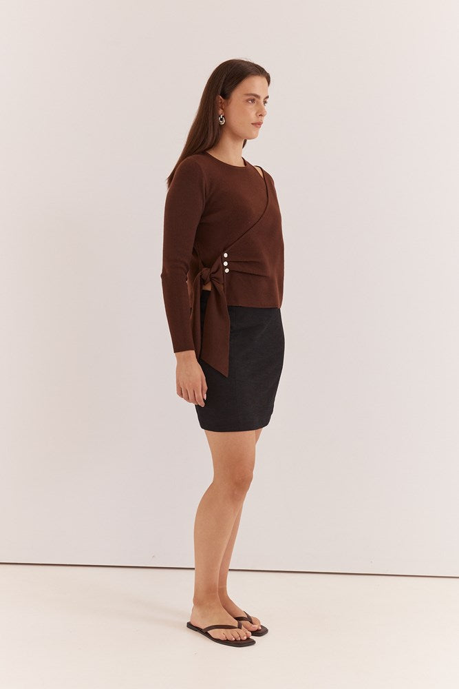 Sass Clothing Azalea Wrap Sweater (Chocolate)