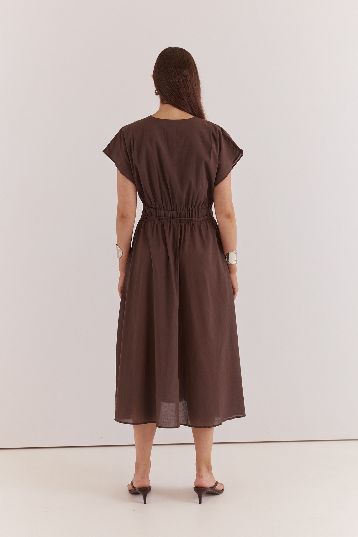 Sass Clothing Nazalia Tie Waist Dress (Chocolate)