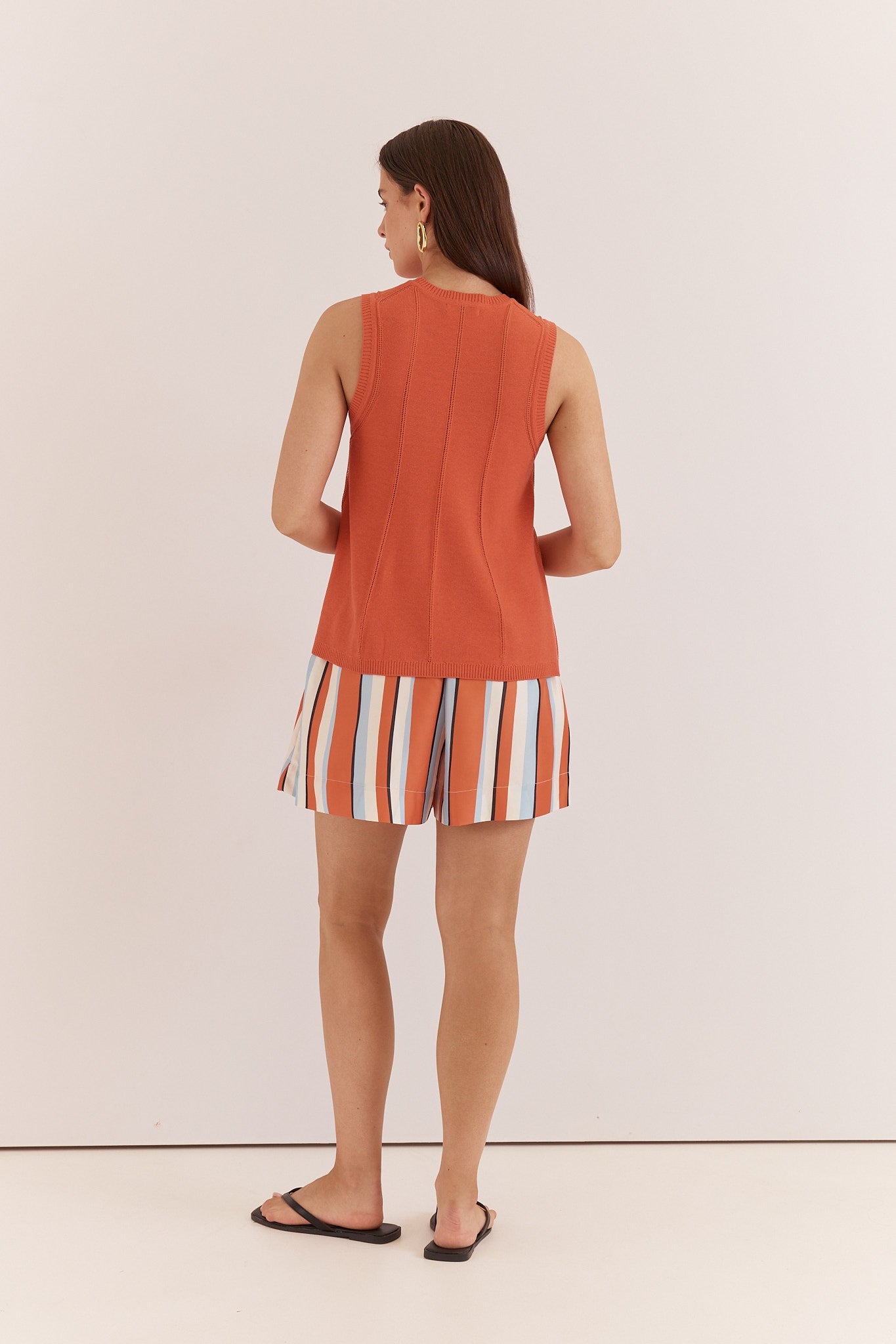 Sass Clothing Krista Pointelle Tank (Burnt Orange)
