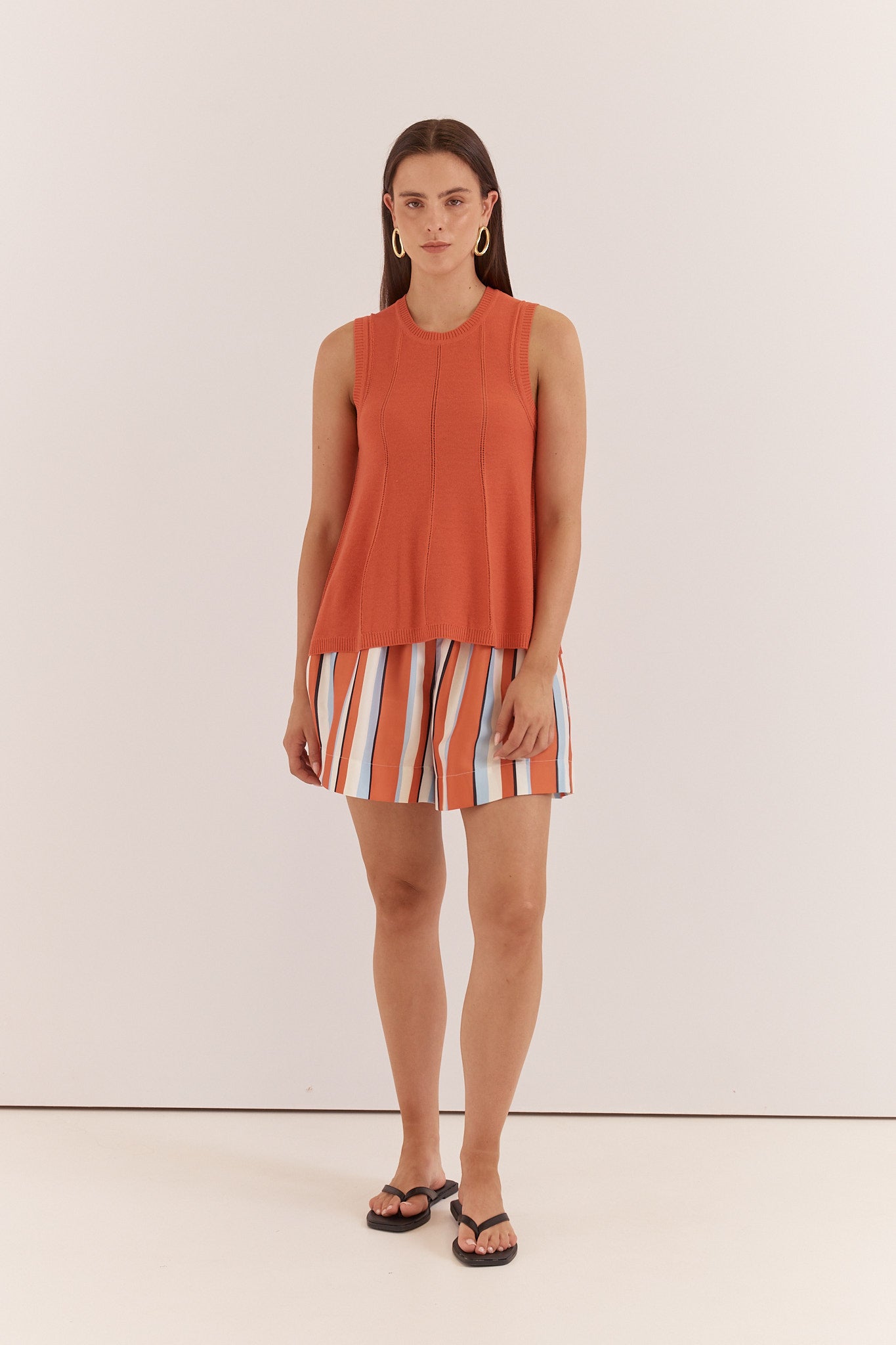 Sass Clothing Krista Pointelle Tank (Burnt Orange)