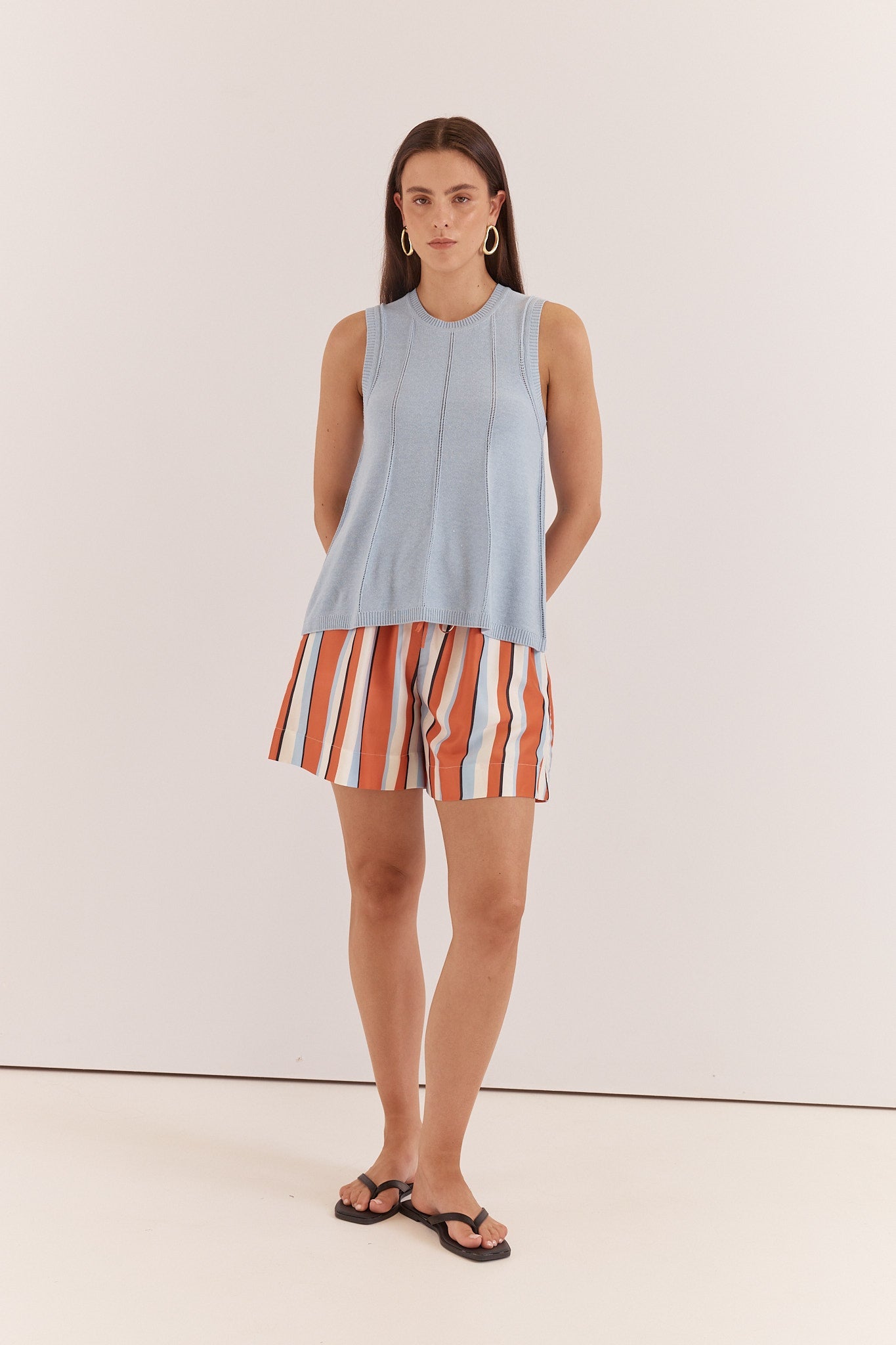 Sass Clothing Krista Pointelle Tank (Pale Blue)
