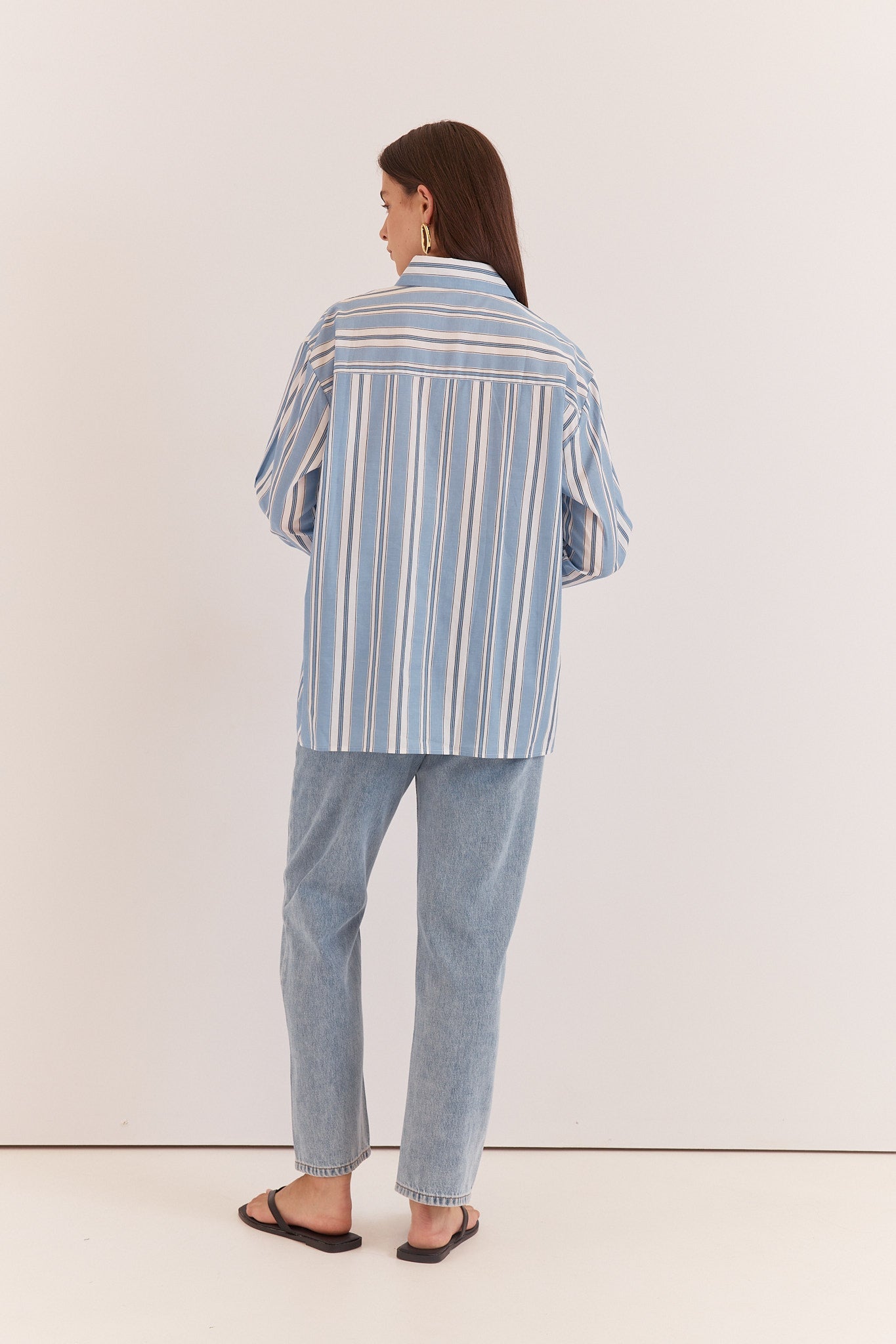 Sass Clothing Nyx Piped Stripe Shirt (Blue Stripe)