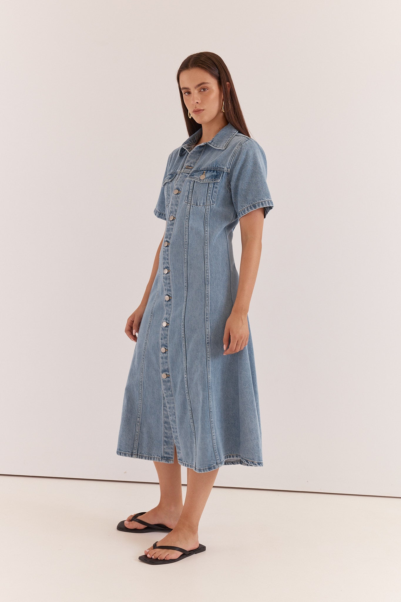 Sass Clothing Kara Denim Midi Dress (90'S Blue)