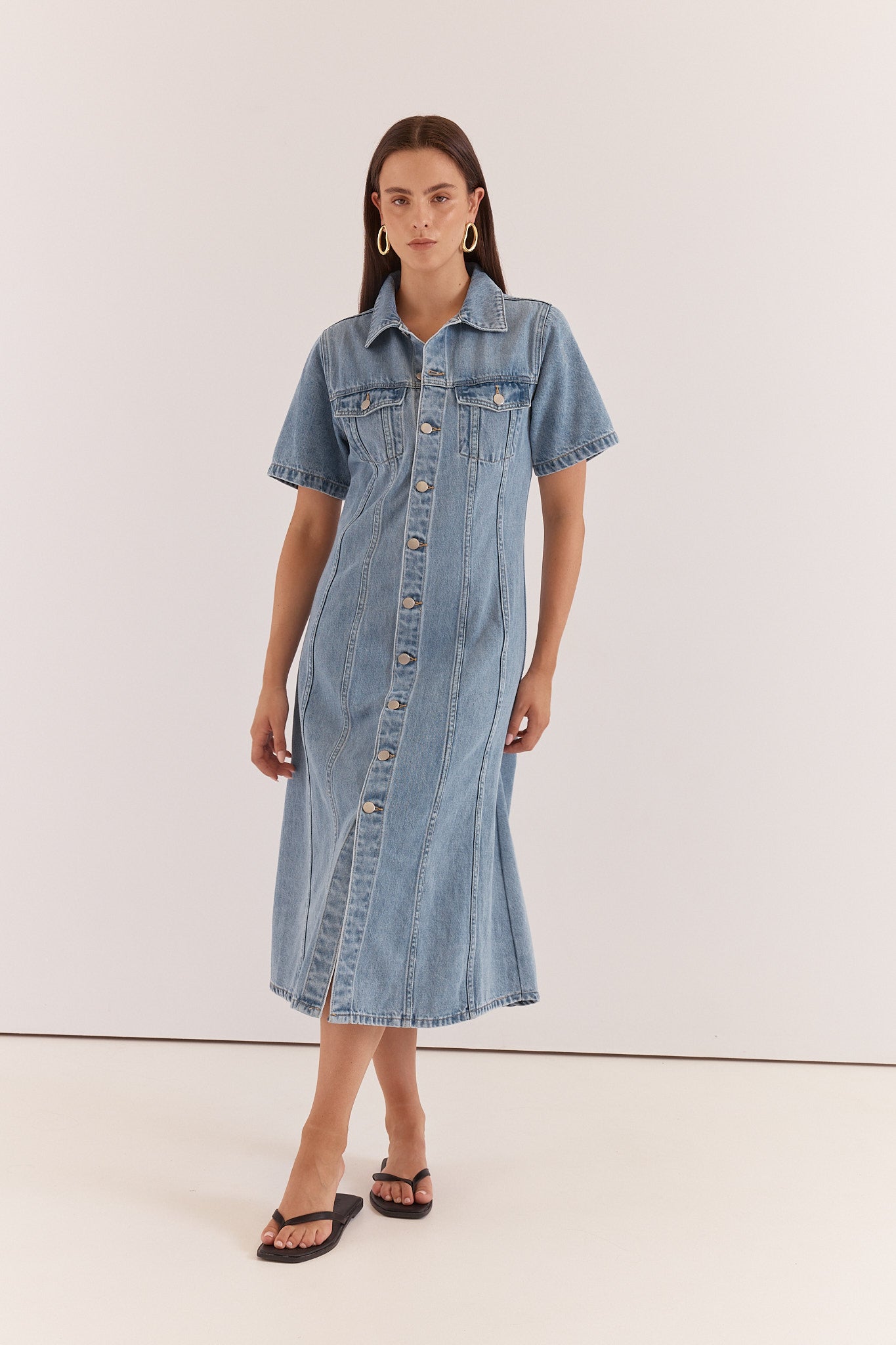Sass Clothing Kara Denim Midi Dress (90'S Blue)