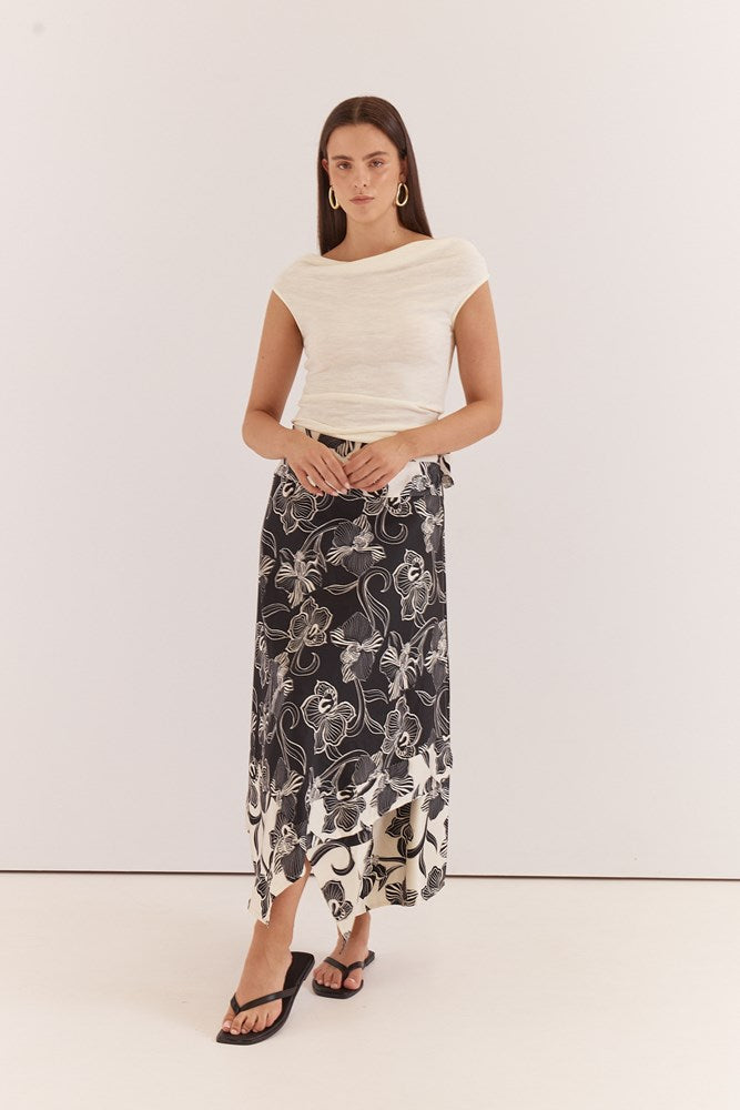 Sass Clothing Maribel Asym Wrap Skirt (Snap Dragon)
