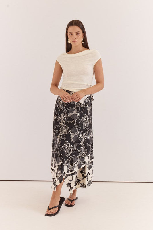 Sass Clothing Maribel Asym Wrap Skirt (Snap Dragon)