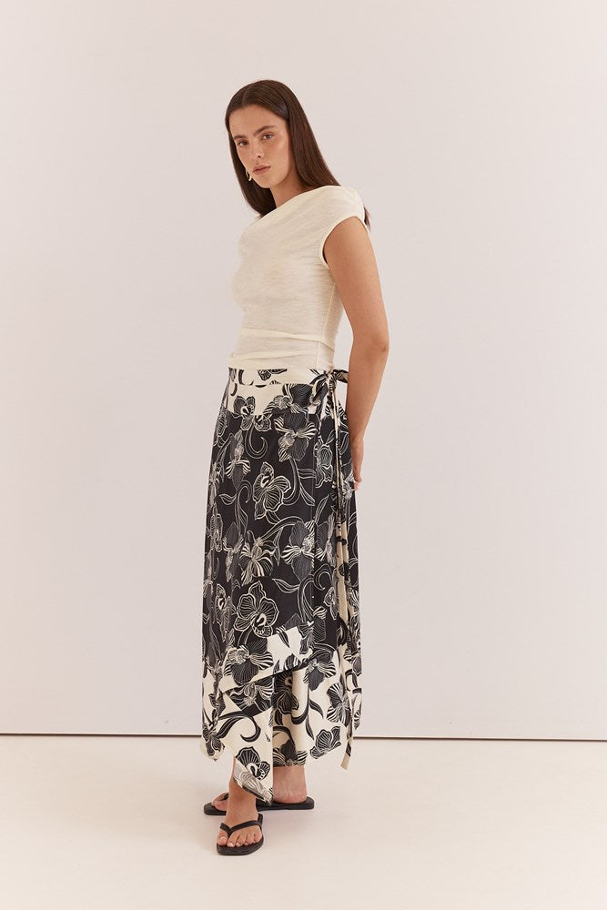 Sass Clothing Maribel Asym Wrap Skirt (Snap Dragon)