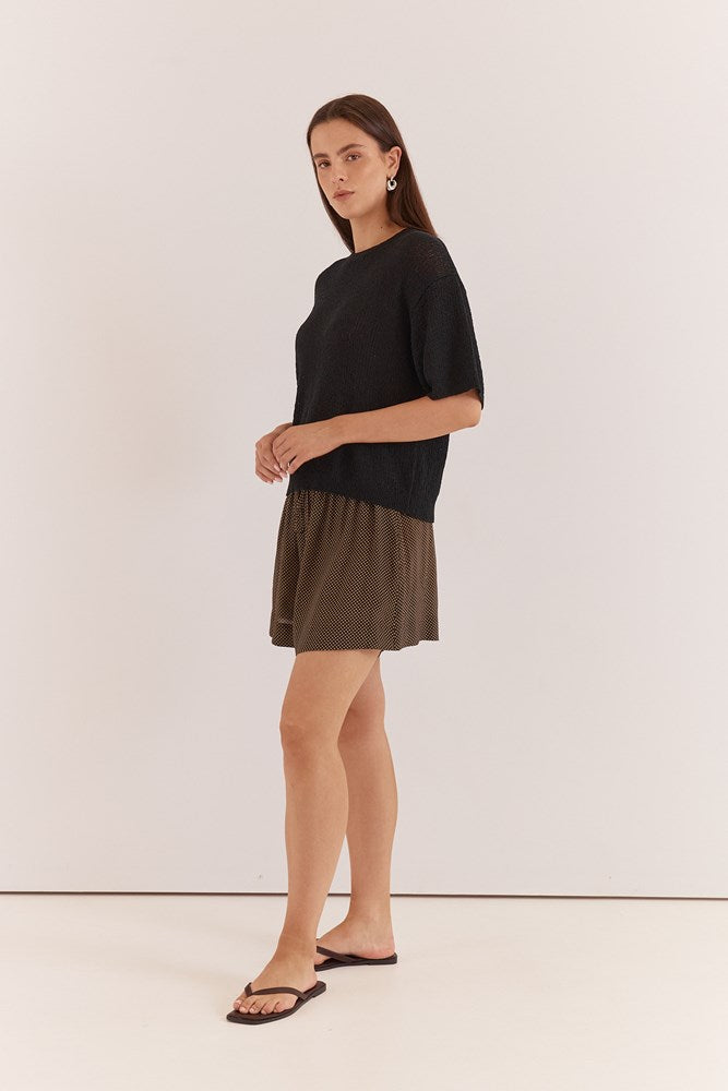 Sass Clothing Noni Relaxed Knit Tee (Black)