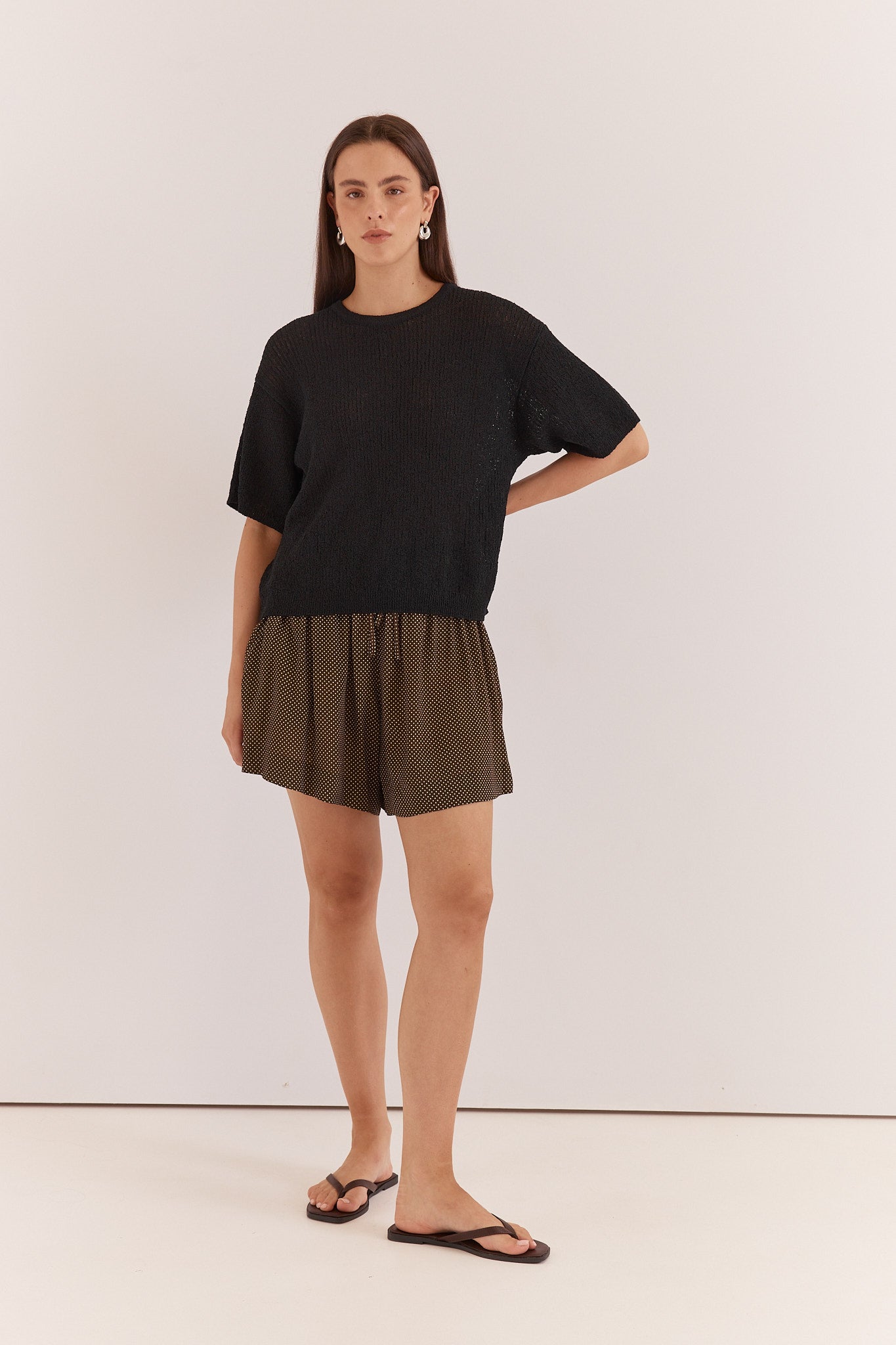 Sass Clothing Noni Relaxed Knit Tee (Black)