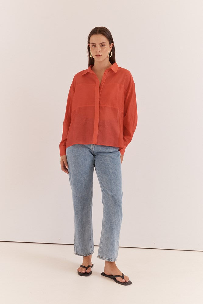 Sass Clothing Val Oversized Shirt (Burnt Orange)