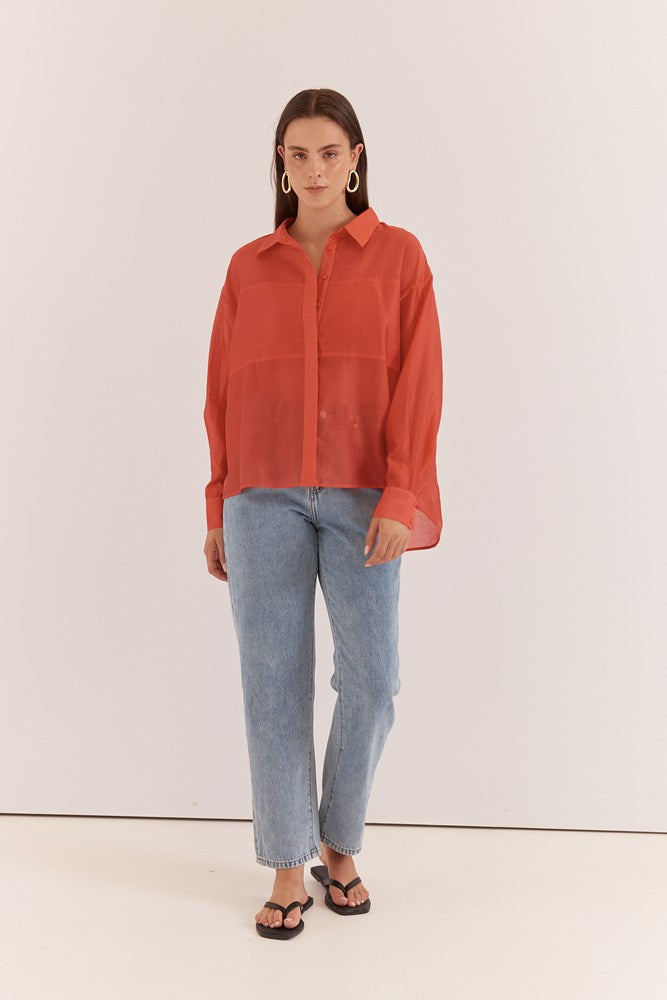 Sass Clothing Val Oversized Shirt (Burnt Orange)