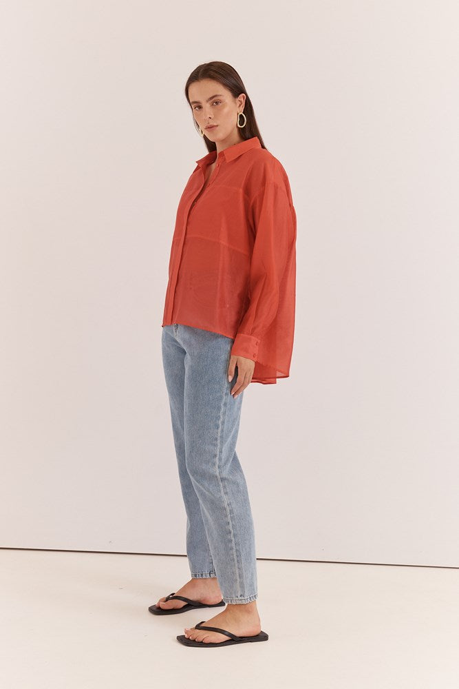 Sass Clothing Val Oversized Shirt (Burnt Orange)