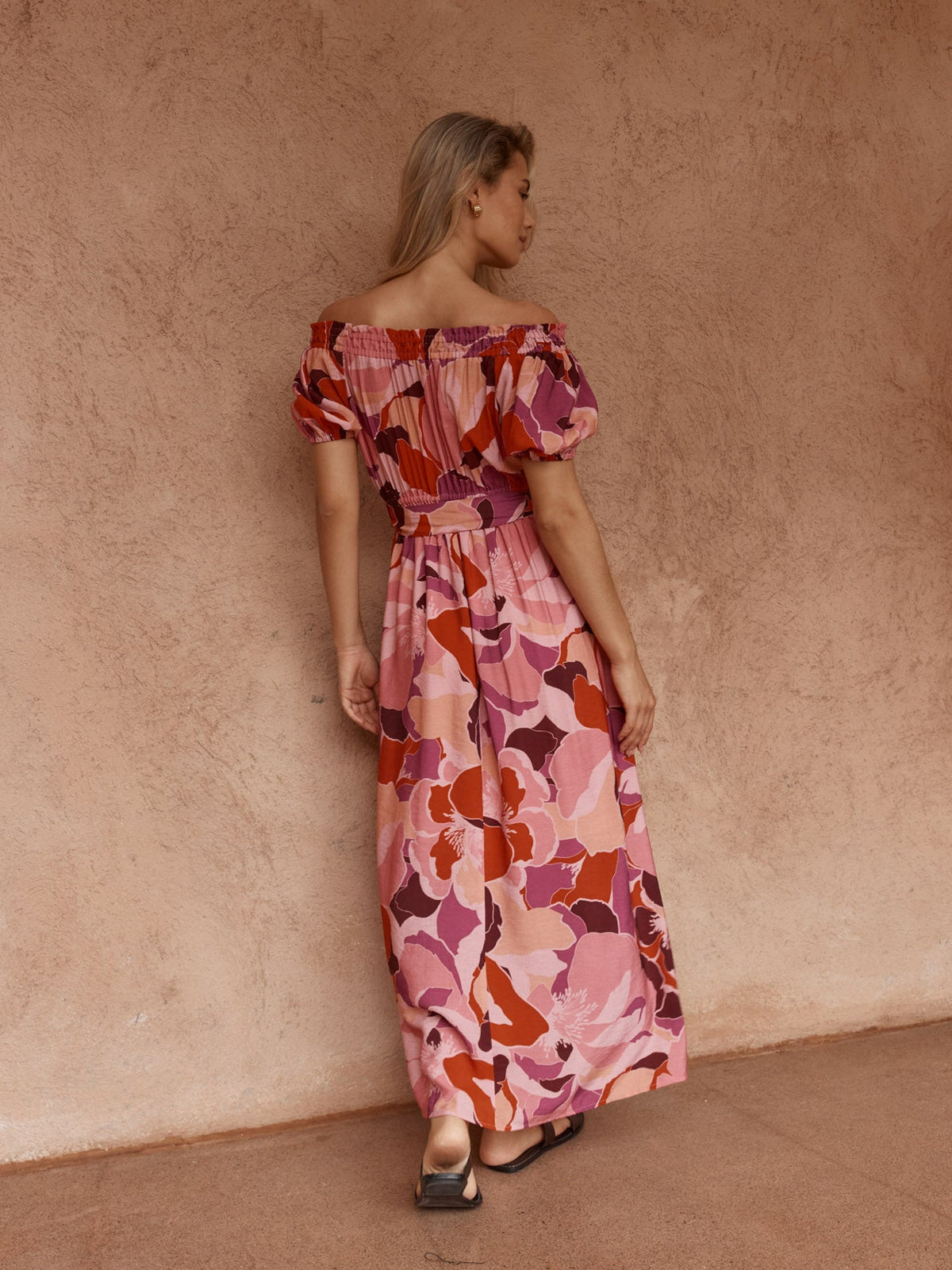 Sass Clothing Jo Off Shoulder Dress (Peony Print)