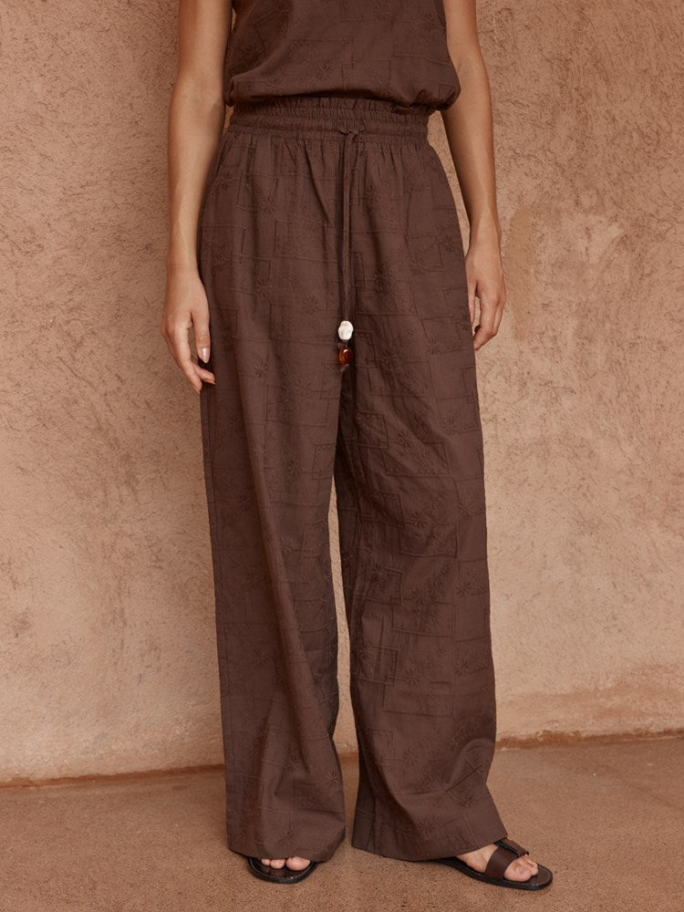 Sass Clothing Bellie Embroidered Pant (Chocolate)