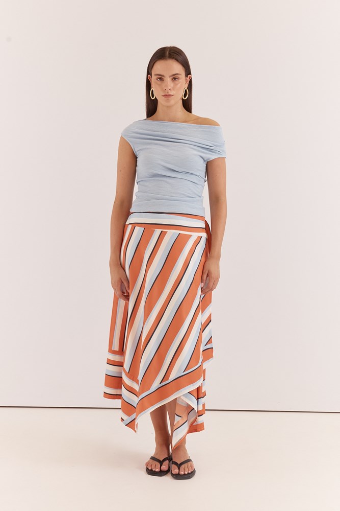 Sass Clothing Maribel Asym Wrap Skirt (Multi Stripe Print)