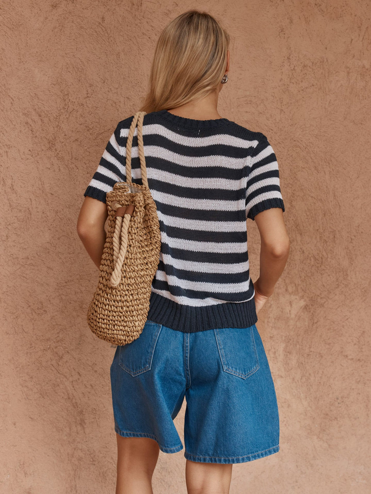 Sass Clothing Jules Stripe Tee (Navy/ White)