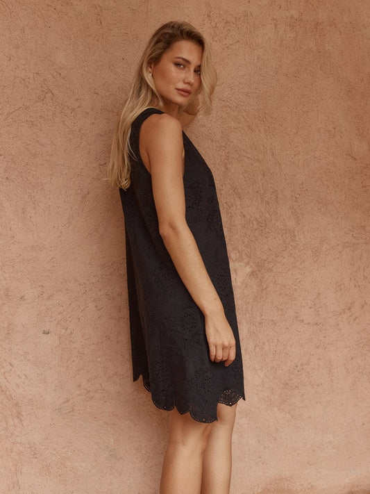 Sass Clothing Mavis Broderie Shift Dress (Black)