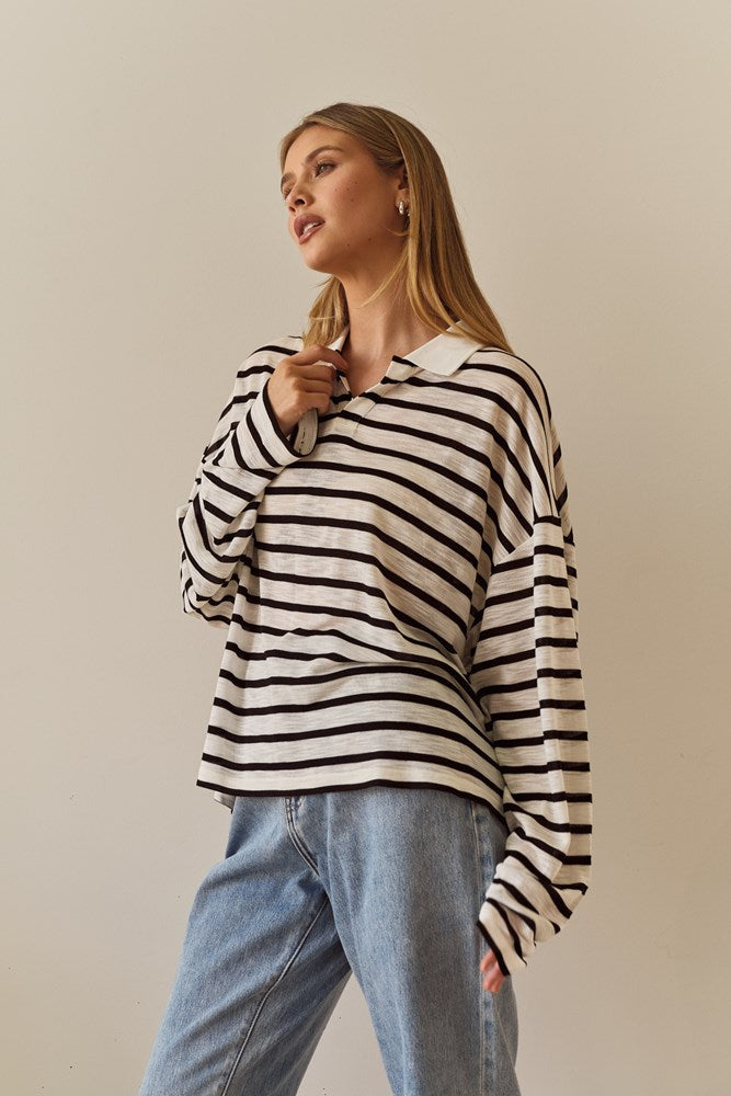 Sass Clothing Tate Rugby Top (White Black)
