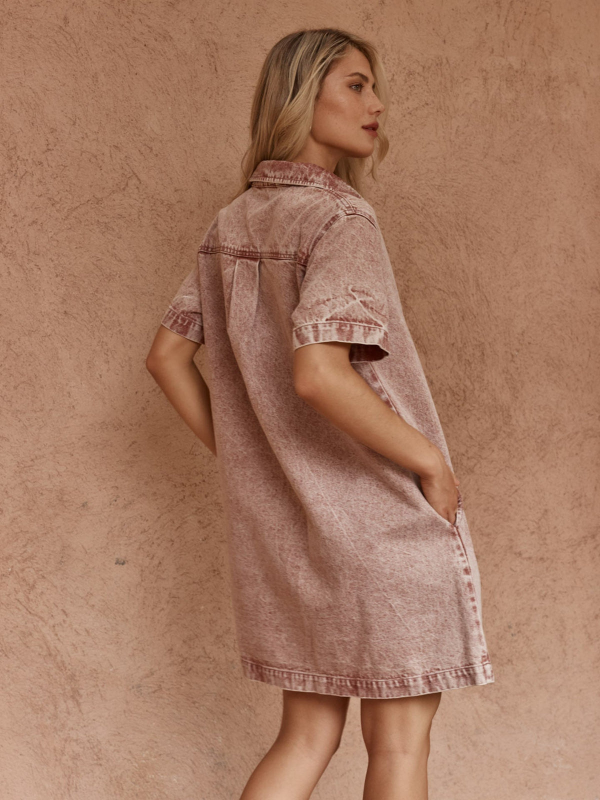 Sass Clothing Pepe Wave Denim Dress (Rusty Red)
