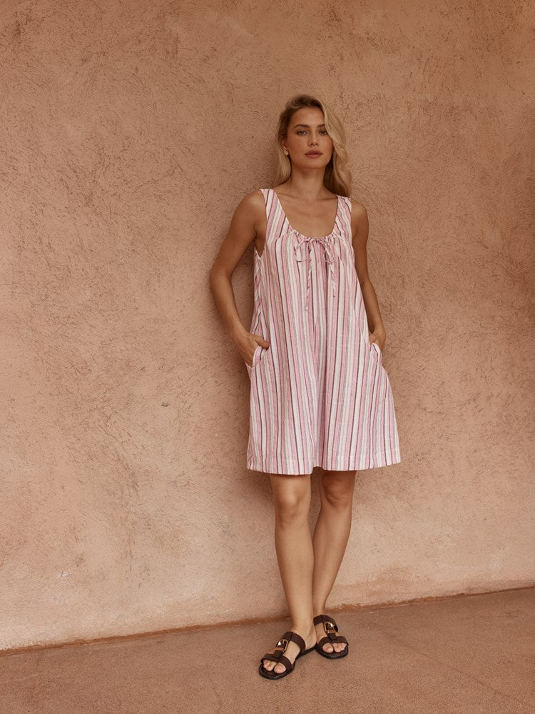 Sass Clothing Nikolai Multi Stripe Mini Dress (Pink Multi)