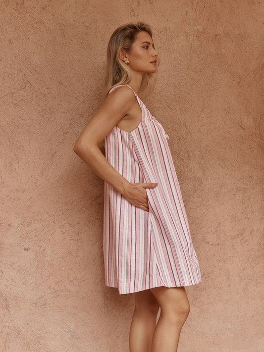 Sass Clothing Nikolai Multi Stripe Mini Dress (Pink Multi)