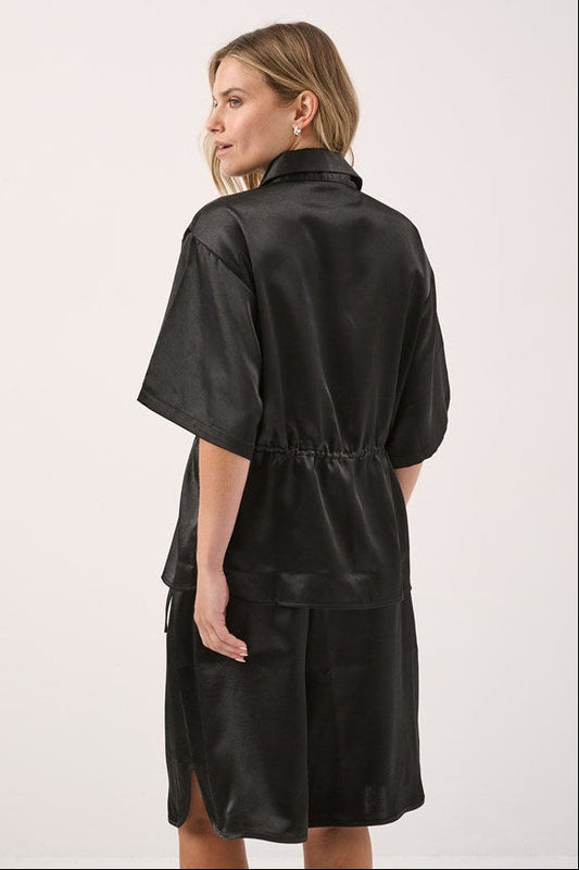 Sass Clothing Kelly Drawstring Collared Shirt (Black)