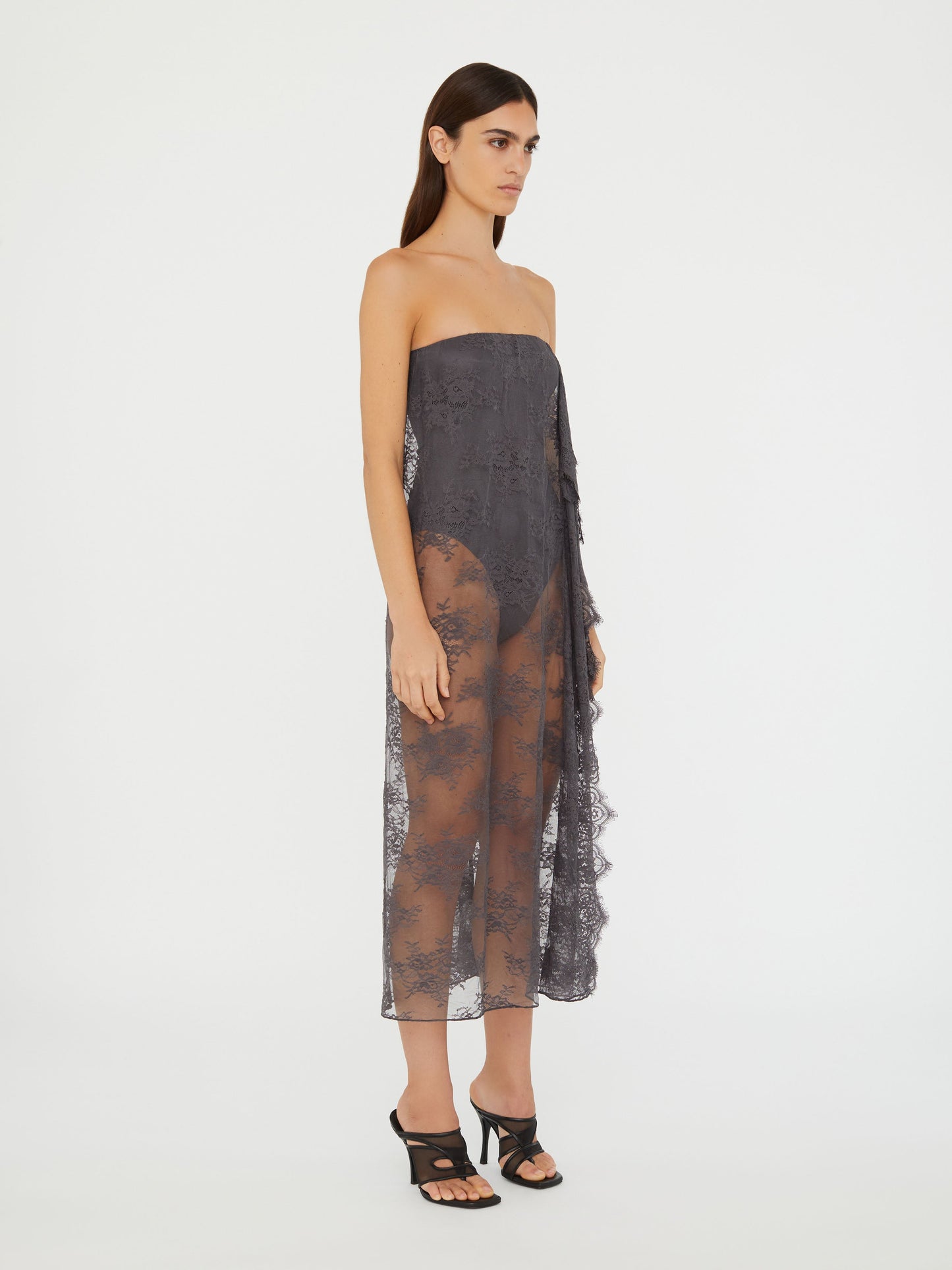 Christopher Esber Floating Lace Strapless Dress (Grey)