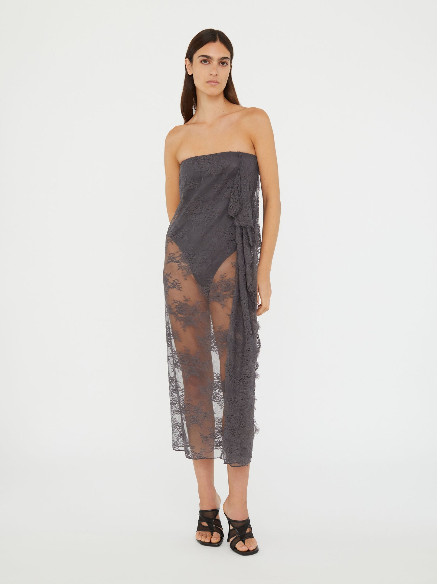 Christopher Esber Floating Lace Strapless Dress (Grey)