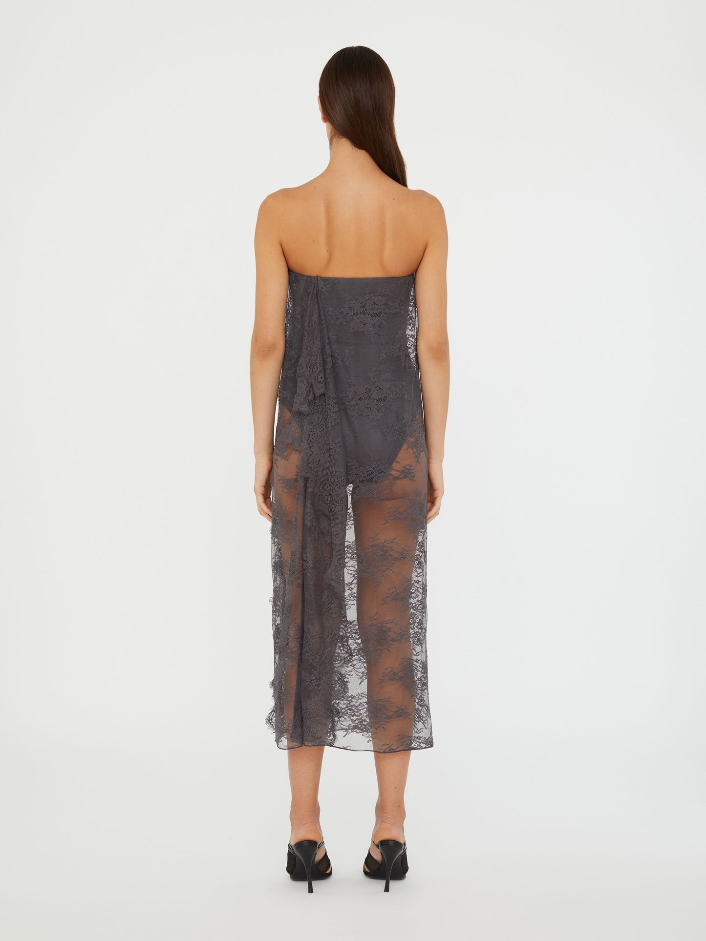 Christopher Esber Floating Lace Strapless Dress (Grey)