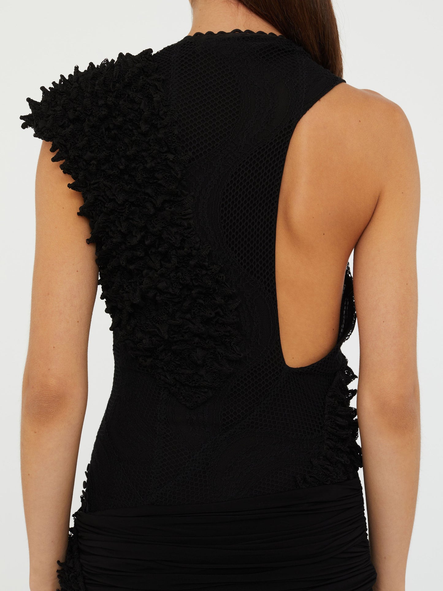 Christopher Esber Vespertine Cutaway Lace Dress (Black)
