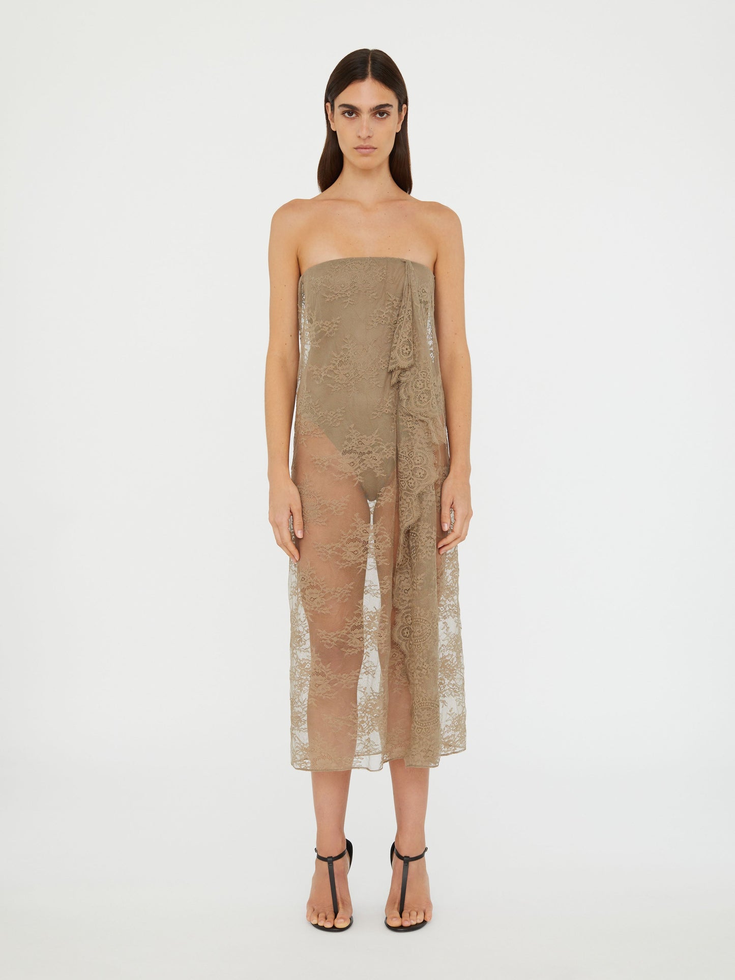 Image of Dresses. Productname: Christopher Esber Floating Lace Strapless Dress in Eucalypt colour by brand - Christopher Esber