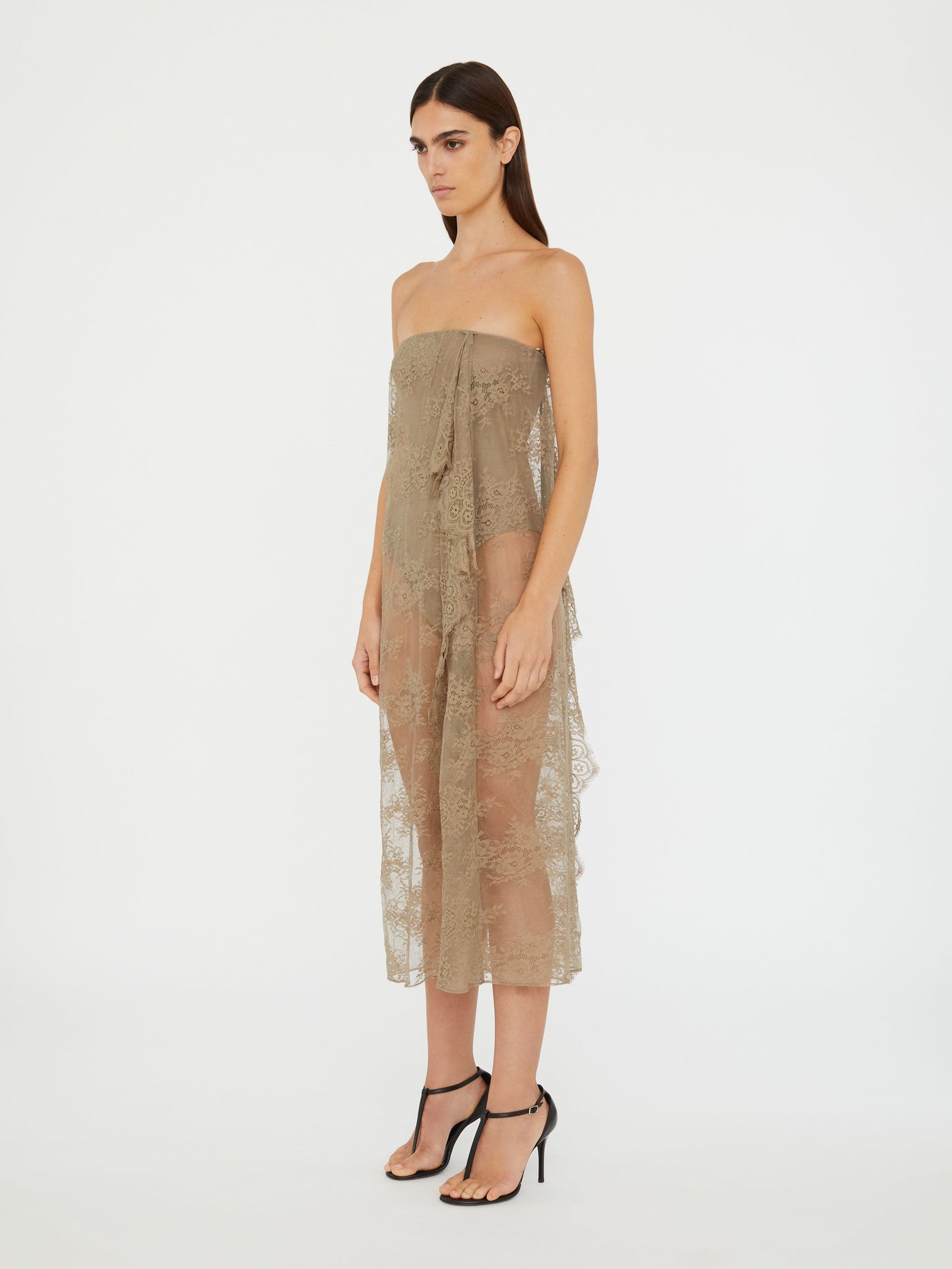 Christopher Esber Floating Lace Strapless Dress (Eucalypt)