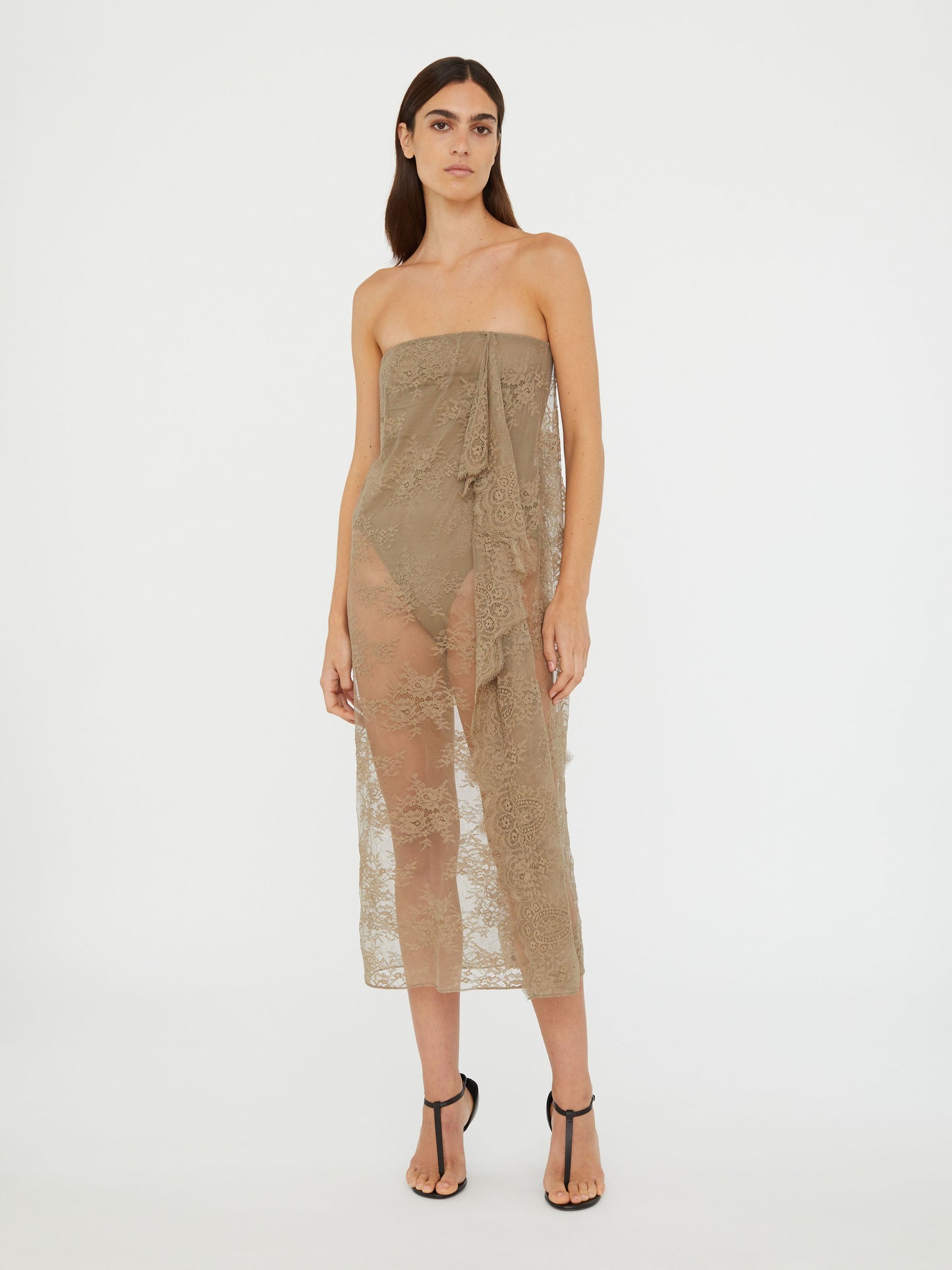 Christopher Esber Floating Lace Strapless Dress (Eucalypt)