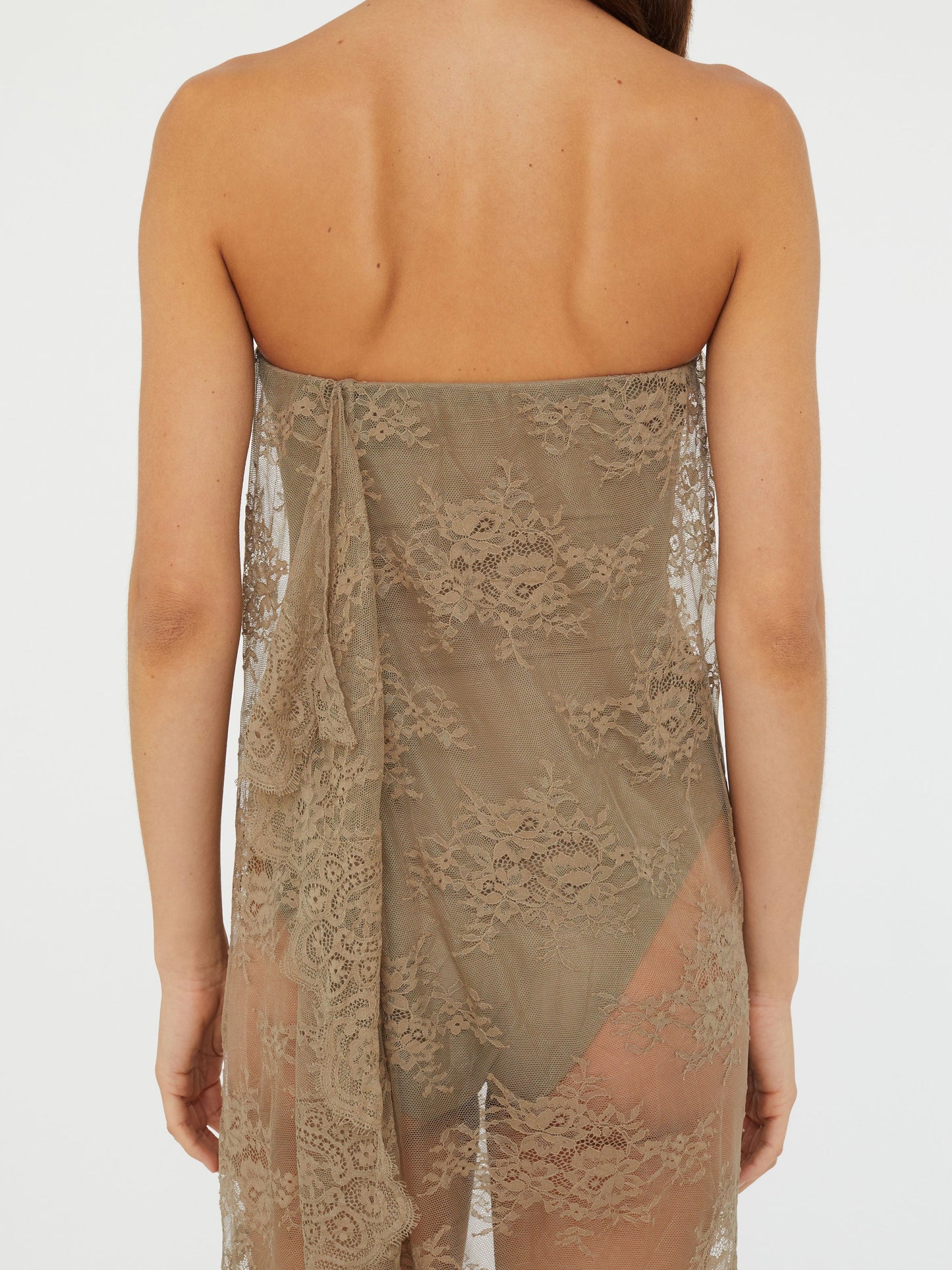 Christopher Esber Floating Lace Strapless Dress (Eucalypt)