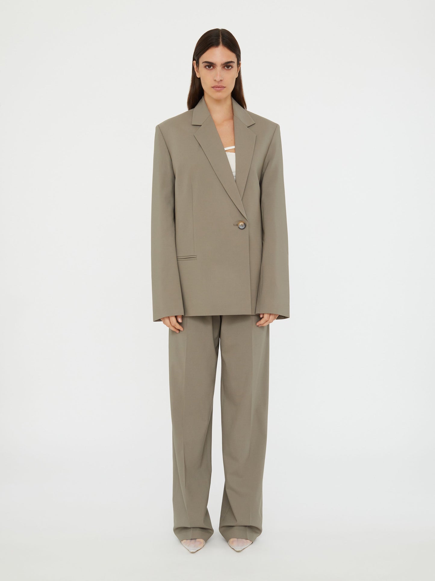 Image of Coats & Jackets. Product name - Release Wool Blazer in Eucalypt colour by brand - Christopher Esber