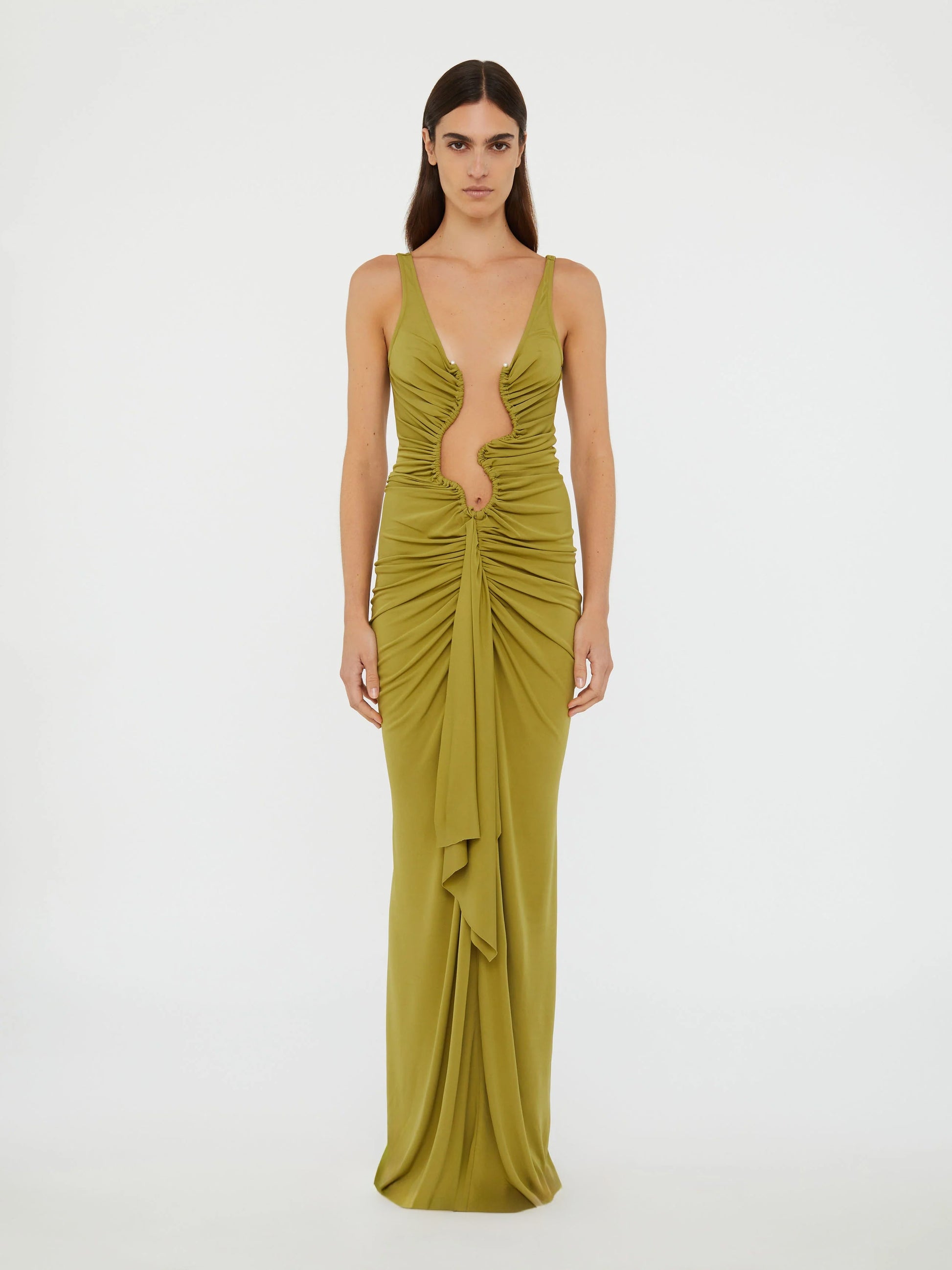 Image of Dresses. Productname: Christopher Esber Salacia Jersey Drape Dress in Cedar colour by brand - Christopher Esber