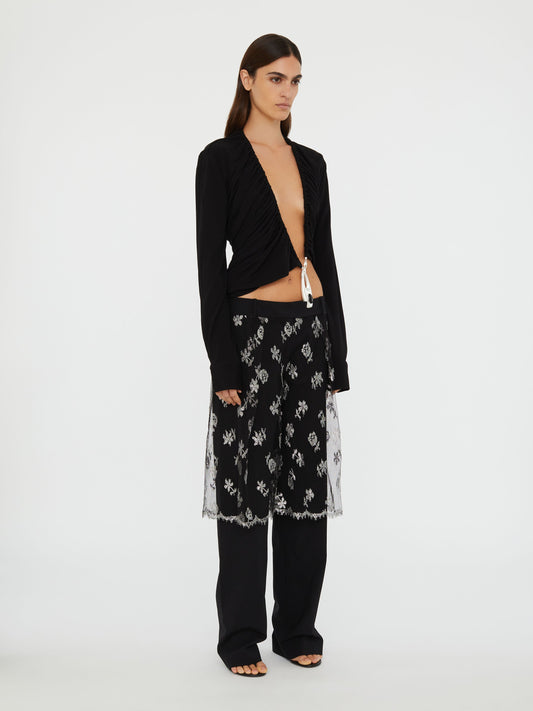 Christopher Esber Lace Sarong Wool Trouser (Black)