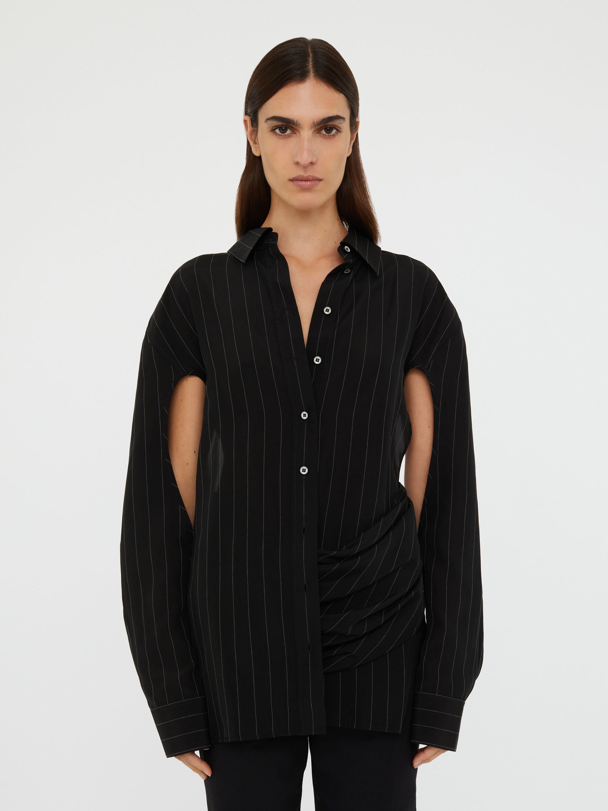 Image of Shirts. Product name - Crossover Drape Shirt in Ecru colour by brand - Christopher Esber