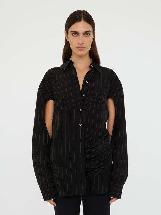 Image of Shirts. Product name - Crossover Drape Shirt in Ecru colour by brand - Christopher Esber