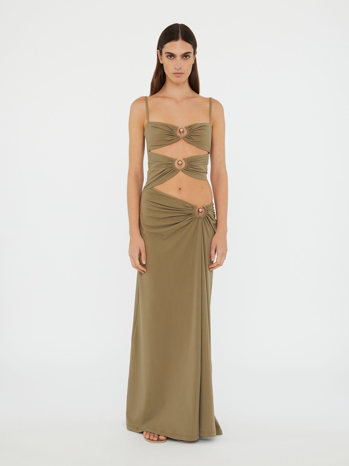 Image of Dresses. Productname: Christopher Esber Ruched Orbit Split Dress in Dress colour by brand - Christopher Esber