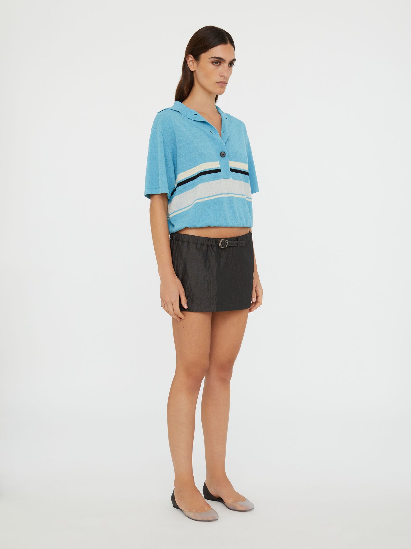 Christopher Esber Crushed Belted Mini Skirt (Black)