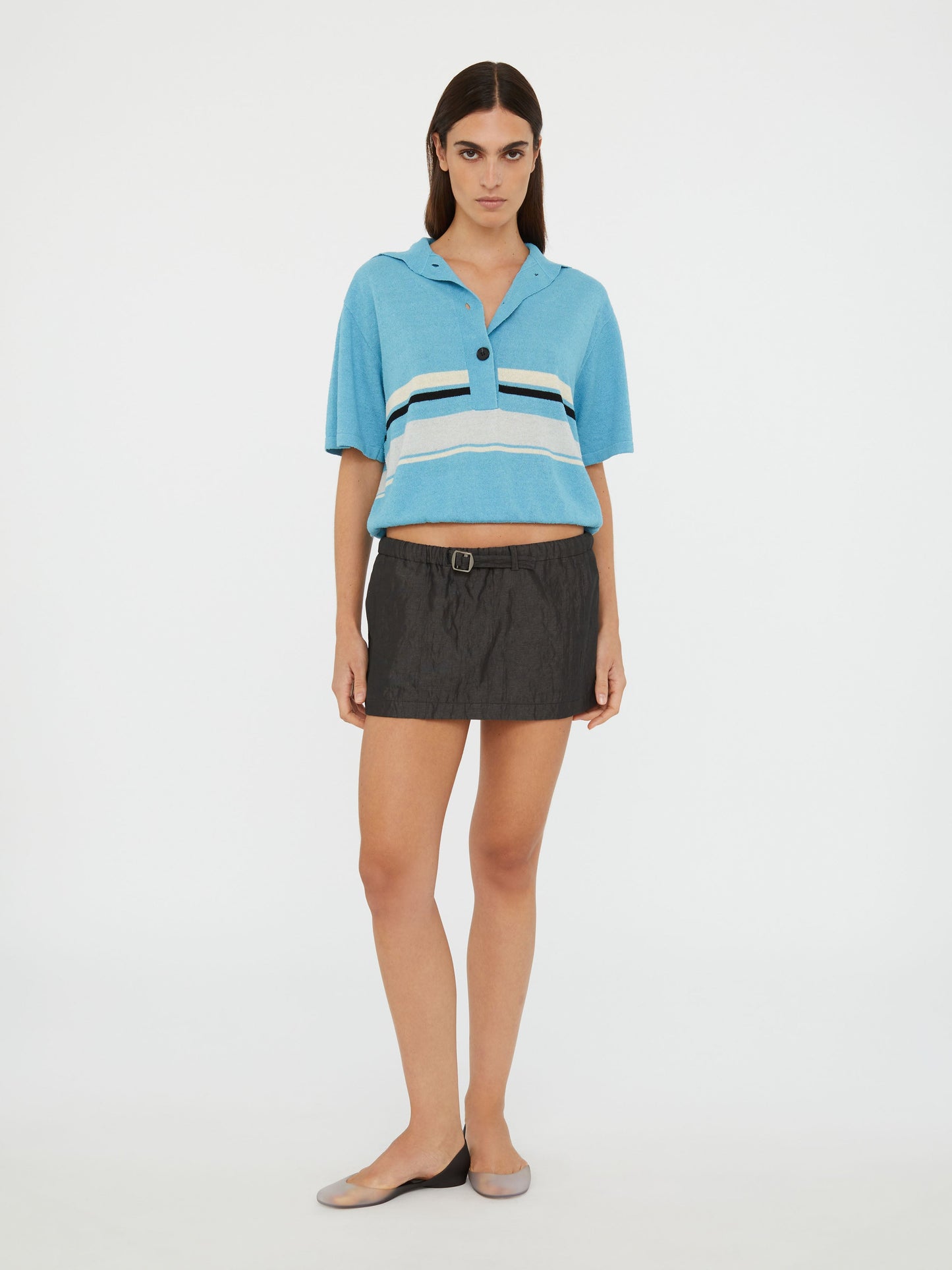 Christopher Esber Crushed Belted Mini Skirt (Black)