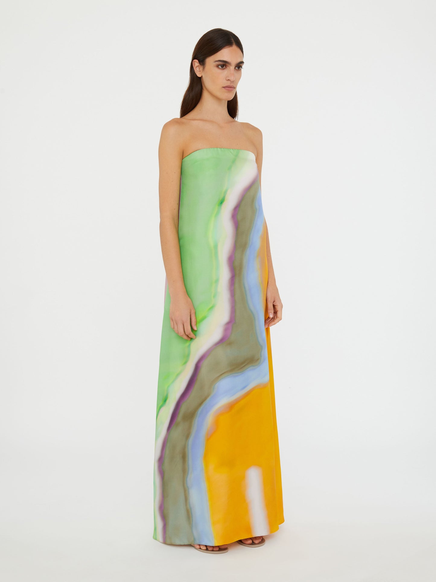 Christopher Esber Aura Silk Strapless Dress (Print)