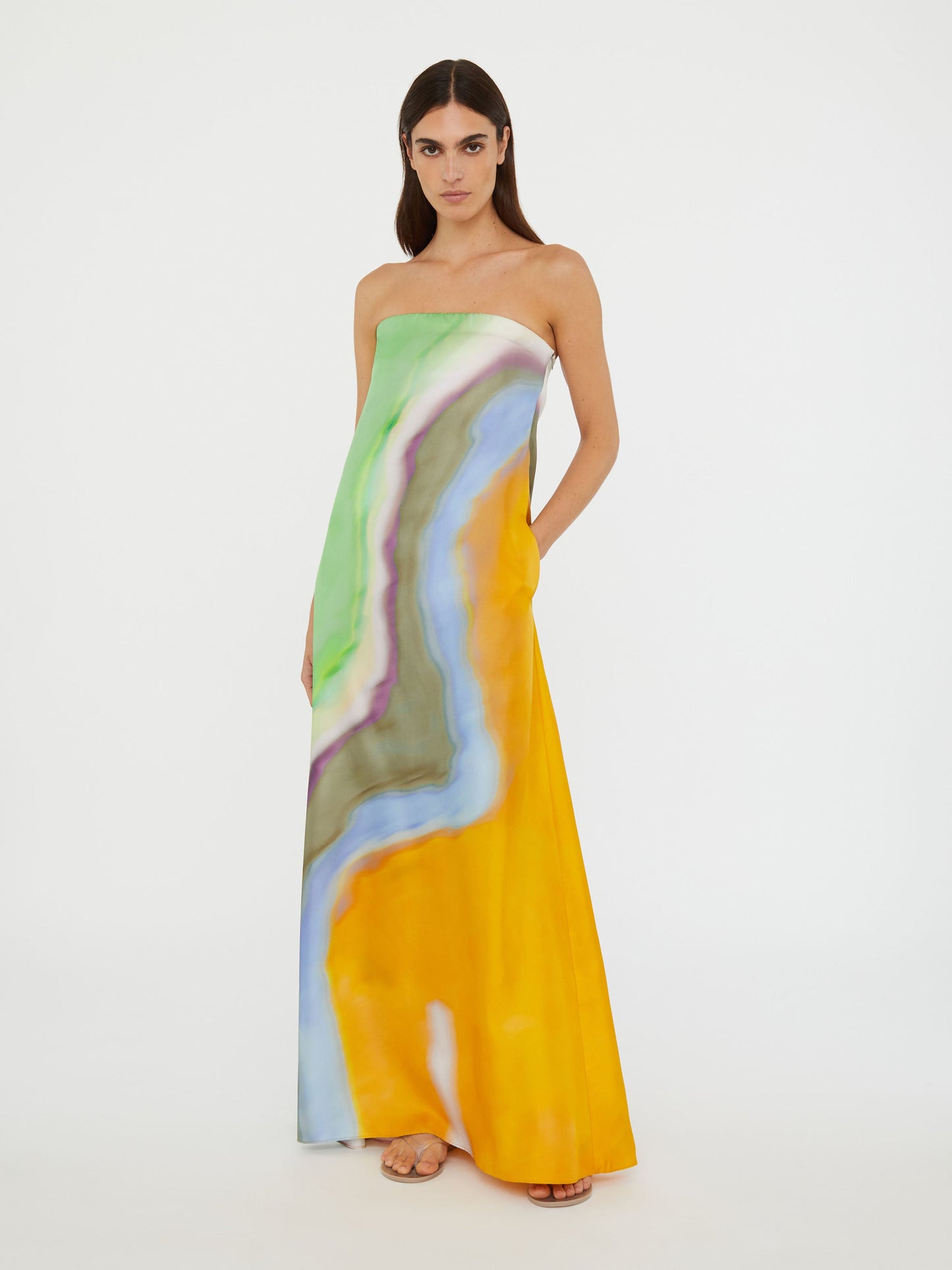 Christopher Esber Aura Silk Strapless Dress (Print)