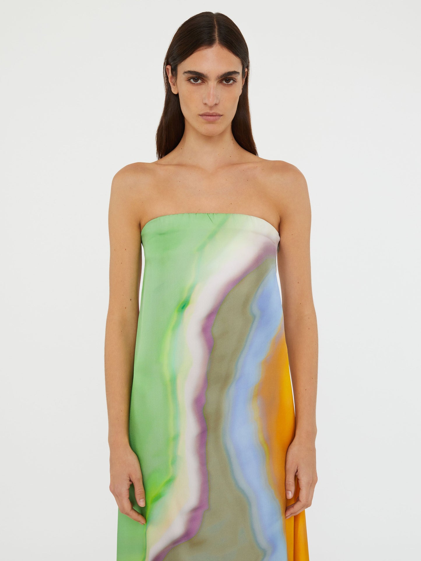 Christopher Esber Aura Silk Strapless Dress (Print)