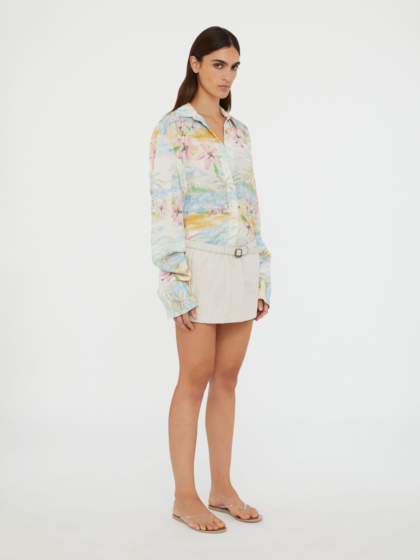 Christopher Esber Crushed Belted Mini Skirt (Cloud)
