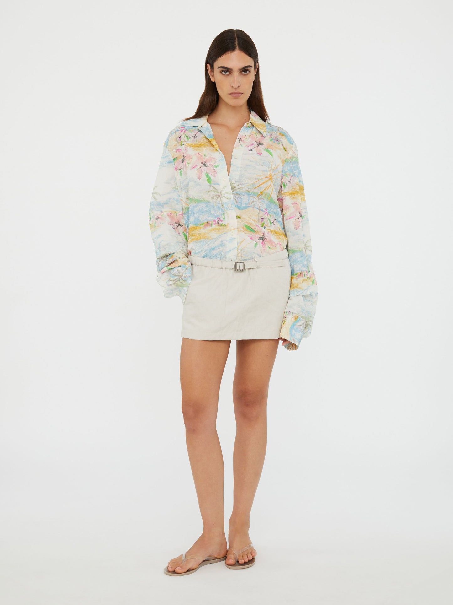 Christopher Esber Crushed Belted Mini Skirt (Cloud)