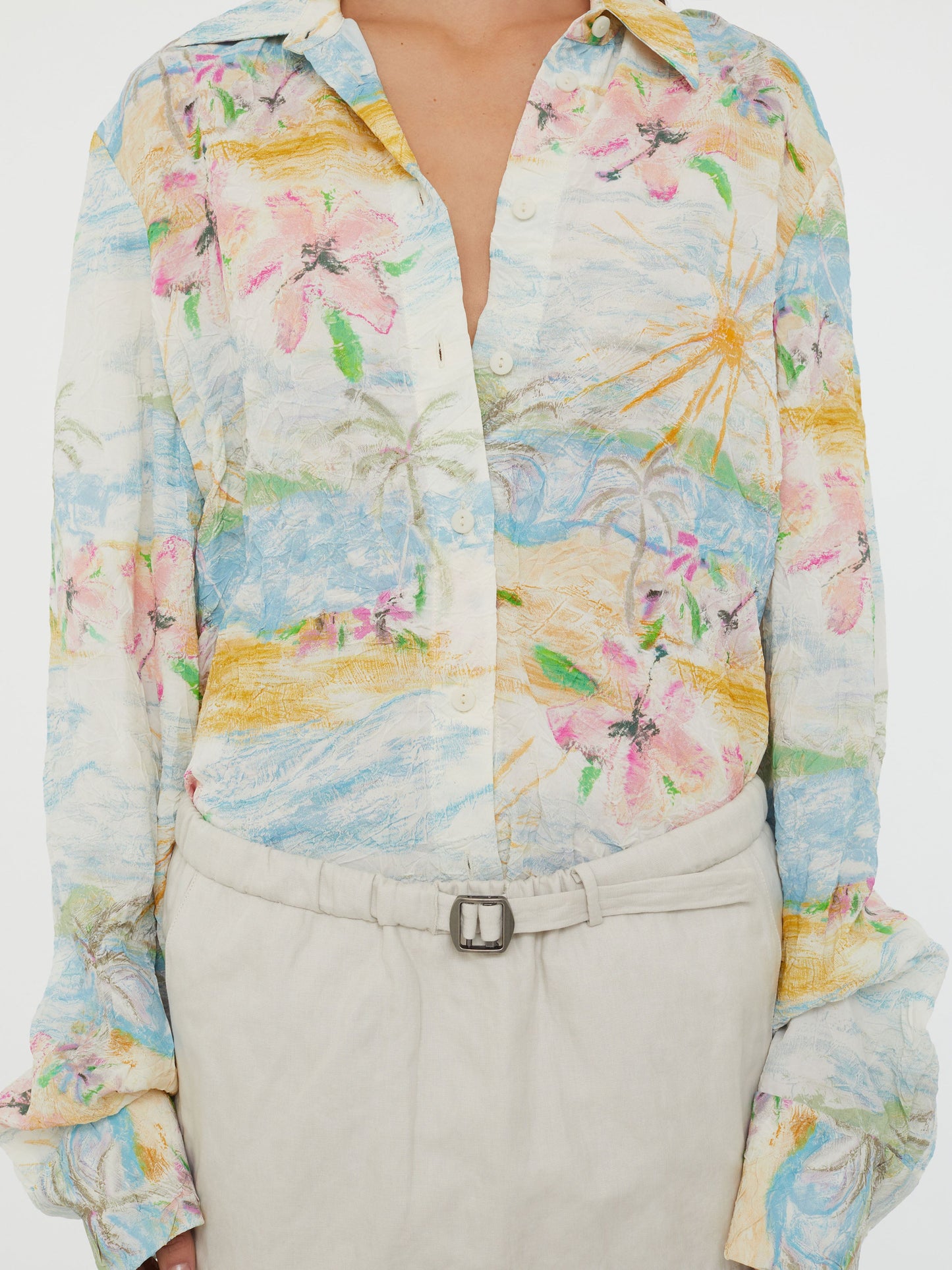 Christopher Esber Crushed Belted Mini Skirt (Cloud)
