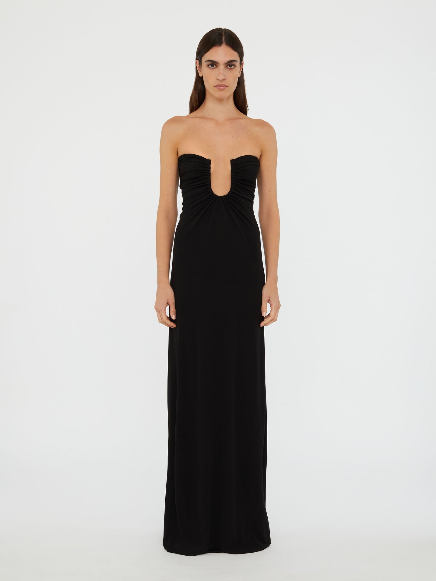 Image of Dresses. Productname: Christopher Esber Arced Palm Strapless Dress in Black colour by brand - Christopher Esber