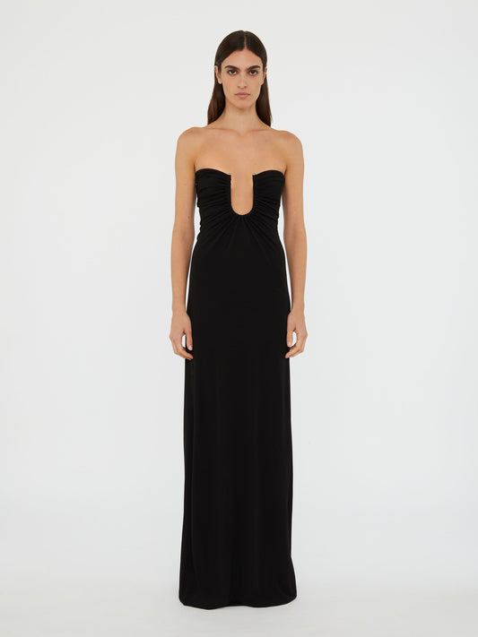 Image of Dresses. Productname: Christopher Esber Arced Palm Strapless Dress in Black colour by brand - Christopher Esber